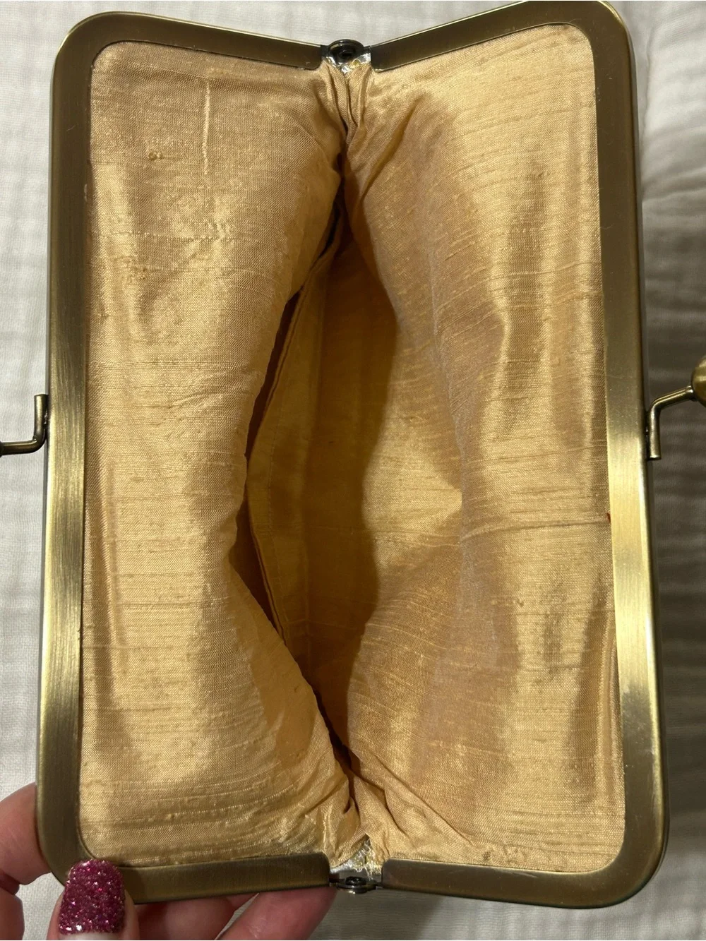 Handmade Satin and Dupioni Silk Kiss Lock Clutch Purse